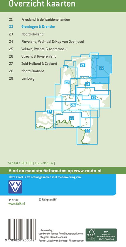 Falk fietskaart 22 Groningen & Drenthe - Falk Route.Nl