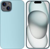 Hoesje Geschikt voor iPhone 15 Plus – Liquid siliconen Backcover – Blauw