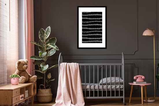 Motif de lignes horizontales à rayures verticales en noir et blanc 60x90 cm