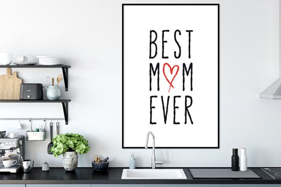 Photo encadrée - Citation de la fête des mères `` meilleure maman jamais '' sur fond blanc cadre photo 80x120 cm - Affiche encadrée (Décoration murale salon / chambre)