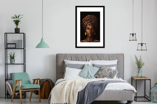 Cadre photo avec affiche - Femme - Foulard - Imprimé tigre - 60x90 cm - Cadre pour affiche