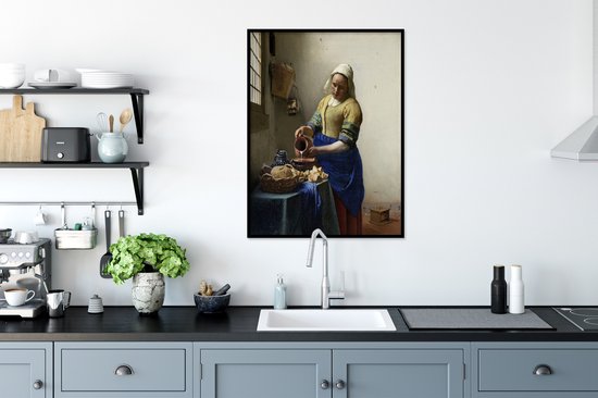 Affiche avec cadre La laitière - Johannes Vermeer - 60x80 cm