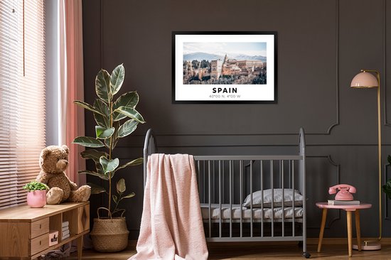 Cadre photo avec affiche - Espagne - Kasteel - Vintage - Été - 90x60 cm - Cadre pour affiche