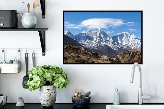 Affiche avec cadre Himalaya - Vue sur l' Himalaya - cadre photo noir - 60x40 cm - Affiche avec cadre