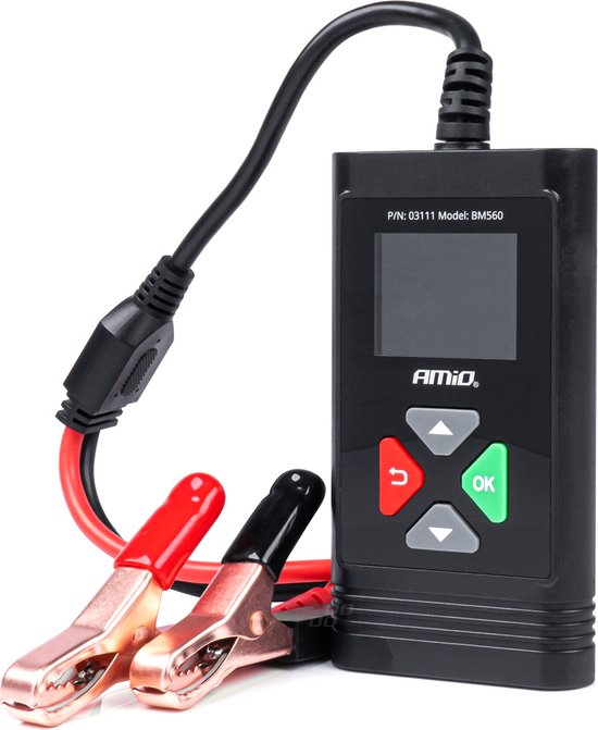 AMiO Krachtige Professionele Digitale Accutester (2-220Ah) met Uitgebreide Functionaliteiten (6/12V)Zwart