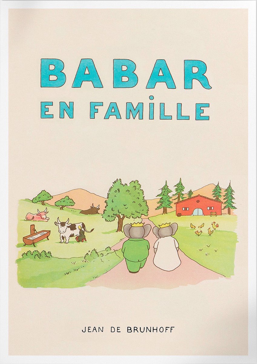 Pepperwall Babar En Famille (Babar de Olifant) | Poster | B2: 50 x 70 cm Multikleur