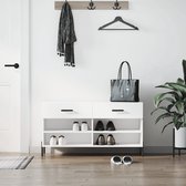 The Living Store Schoenenbank - Trendy - Opbergen - 102 x 35 x 55 cm - Hoogglans wit