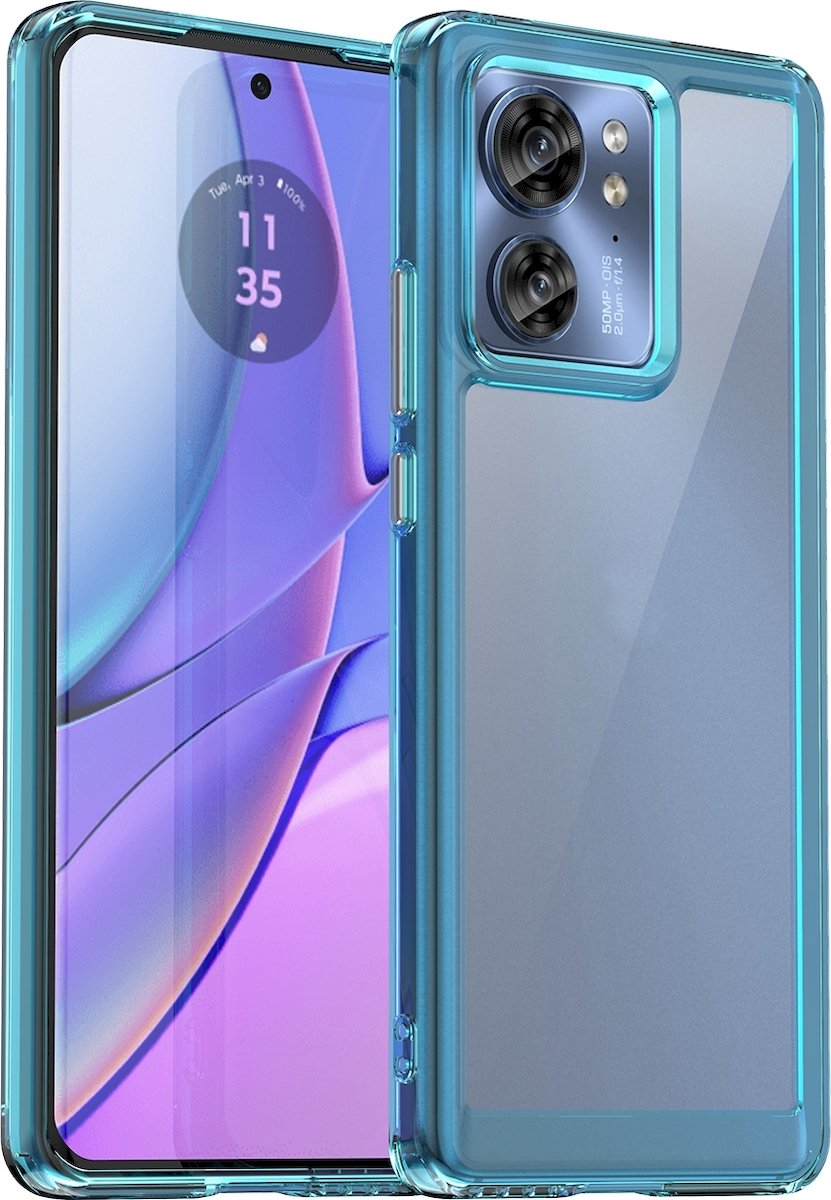 Mobigear Hoesje geschikt voor Motorola Edge 40 Telefoonhoesje Hardcase | Mobigear Crystal Backcover | Edge 40 Case | Back Cover - Transparant / Turquoise