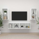 The Living Store TV-meubel set - Hoogglans wit - 37 x 37 x 72 cm - Montage vereist