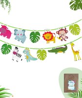 Jungle Slinger - 3 Meter - Jungle Decoratie - Kinderkamer - Bladeren - Dieren - Verjaardag Slinger - Papieren Vlaggenlijn