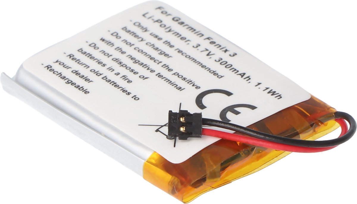 Batterij geschikt voor Garmin Fenix 3, Li-Polymer, 3,7 V, 300 mAh, 1,1 Wh