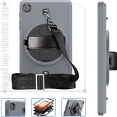 Case voor Samsung Galaxy Tab A7 Lite 2021 Tab A7 Lite 8,7 SM-T225/T220 met 360 ° roterende handgreep en schouderriem Volledige lichaamsbescherming voor Samsung Tab A7 Lite Tablet-grijs