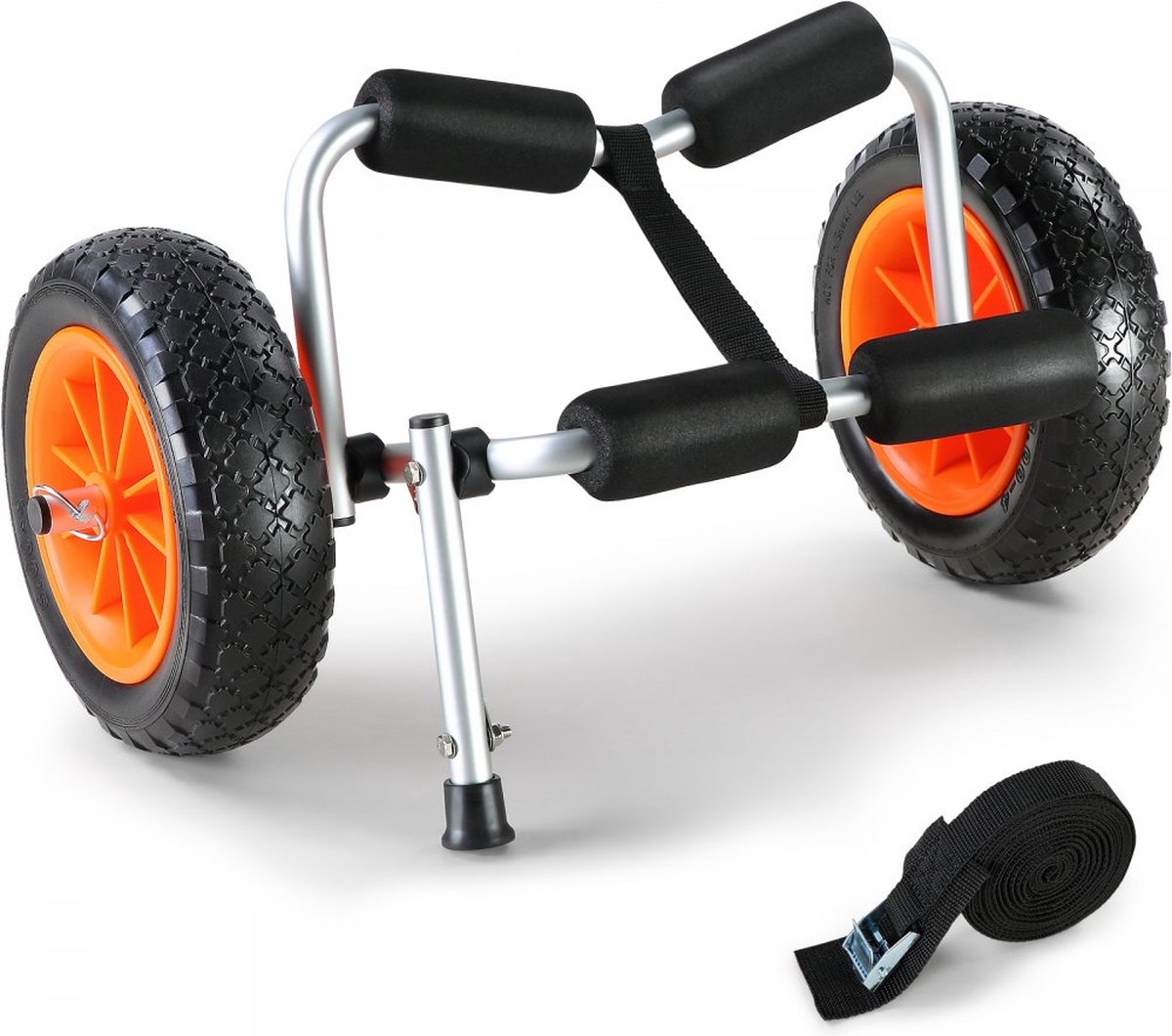 kajaktrolley kanotrolley opvouwbaar van 2 mm aluminiumlegering 600x360x320 mm tot 113kg PU-banden accessoires voor boottrolley kajak kanotransportwagen trolley surftrolley boottrailer vouwboot