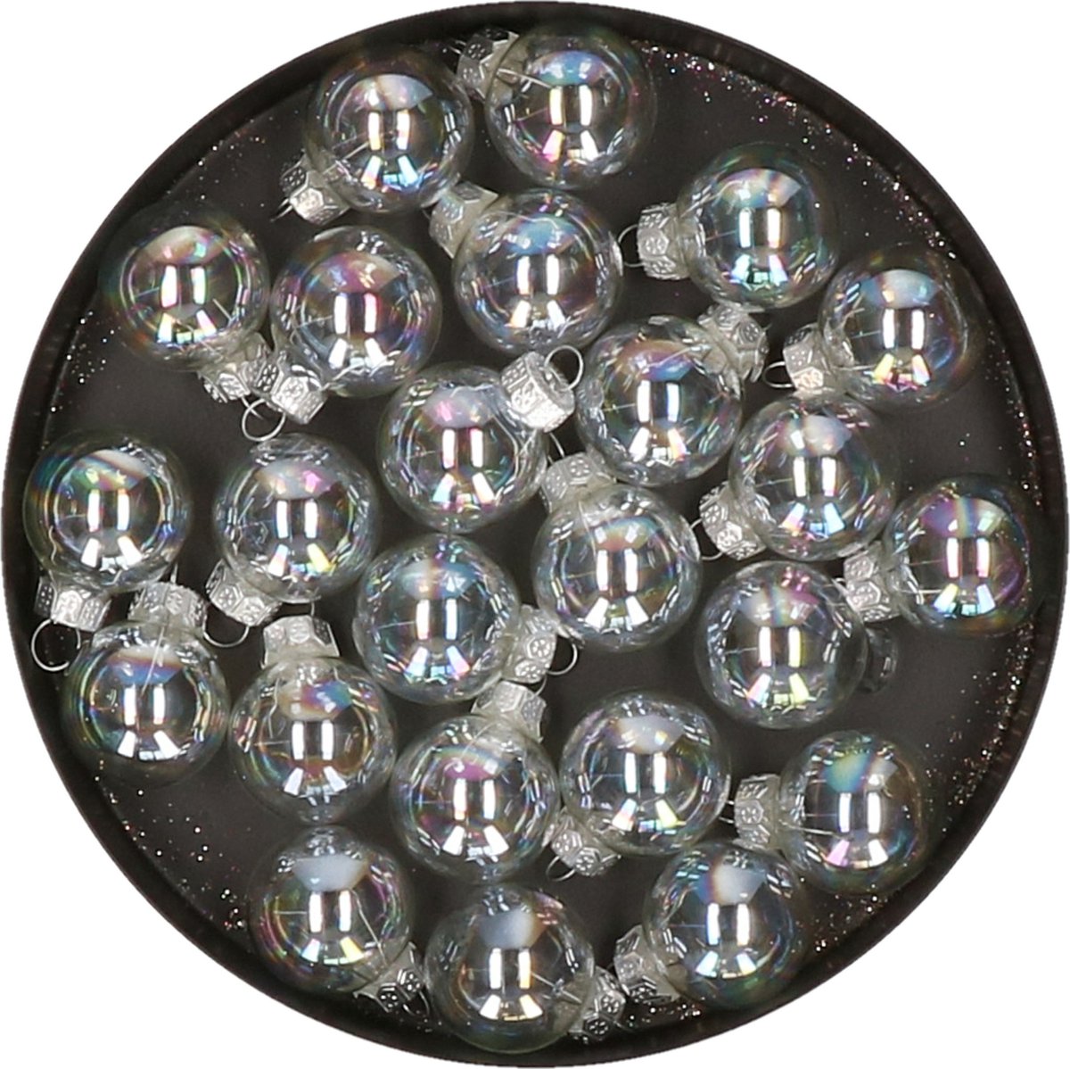 Othmar Decorations mini kerstballen - 24x st - transparant parelmoer - glas - 2,5 cm