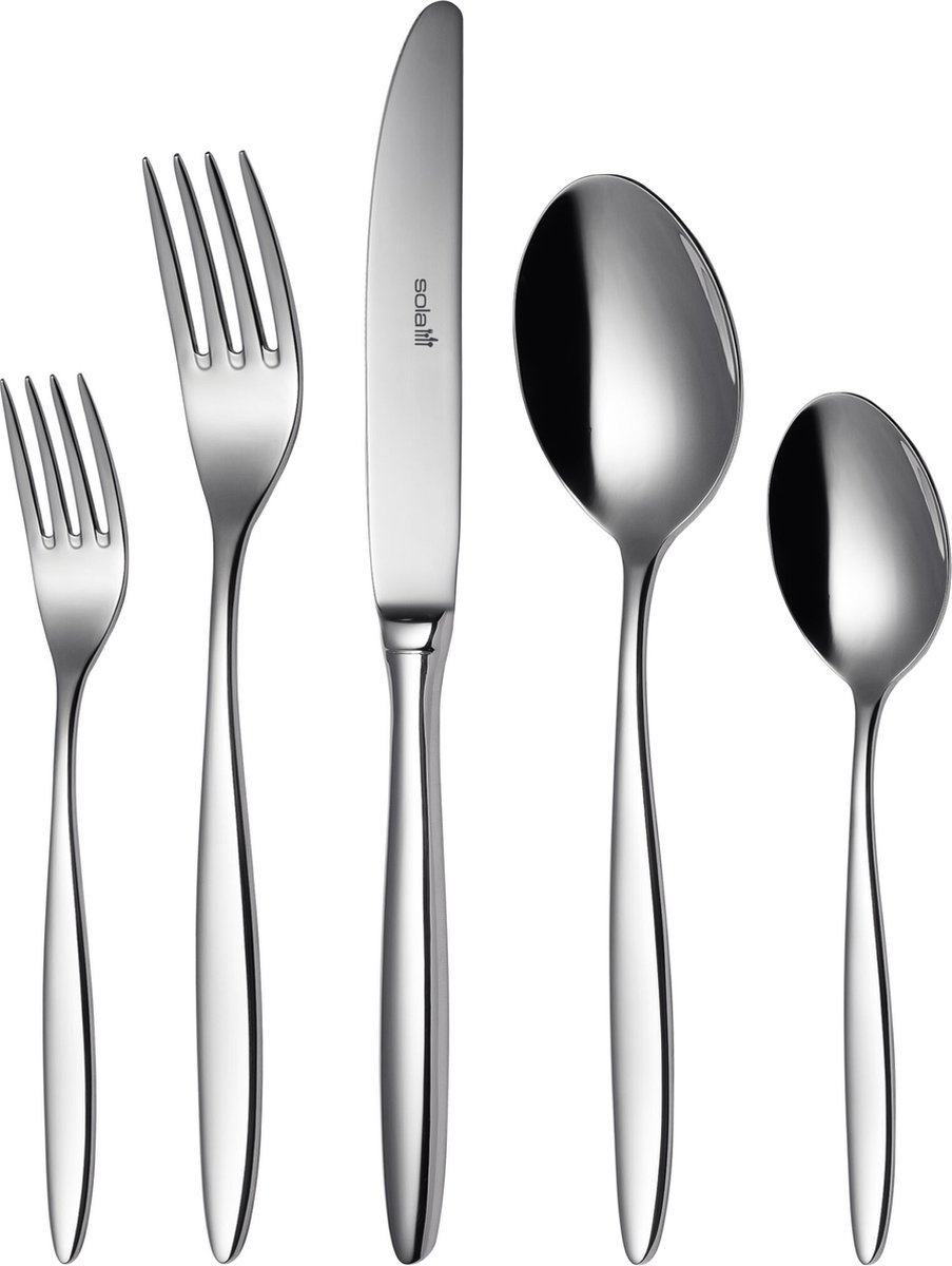 Sola Bestekset Tulip - Modern - 12 persoons - 100 delig - Zilverwit Edelstaal 18/10 - RVS - Zilver