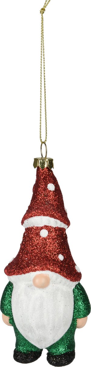 Home & Styling Home and Styling kersthanger gnome/dwerg/kabouter - kunststof - 12,5 cm rood