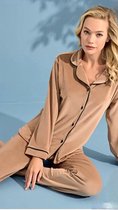 Set Pyjama Velours Clea / Couleur Camel / XL / 100% Katoen