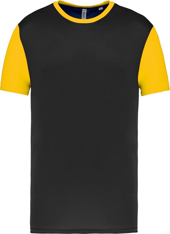 Tweekleurig herenshirt jersey met korte mouwen 'Proact' Black/Yellow - 3XL