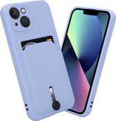 Coverzs adapté pour Apple iPhone 13 Pro Max porte-cartes avec curseur - violet