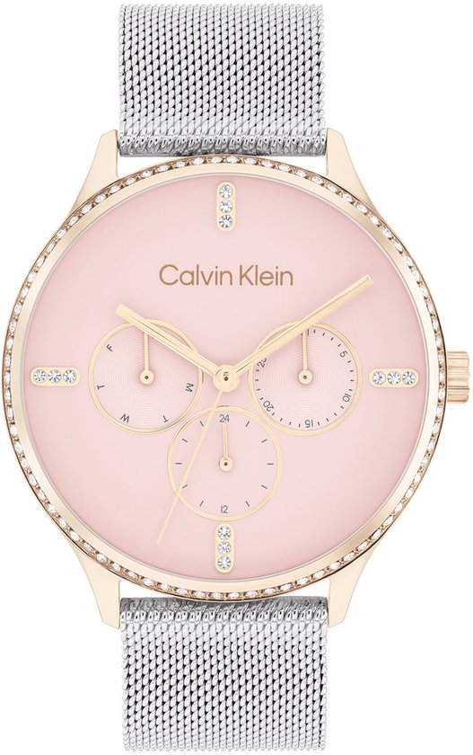 Calvin Klein CK25200374 Dress Dames Horloge - Mineraalglas - Staal - Zilverkleurig - 38 mm breed - Quartz - Druksluiting - 3 ATM (spatwater)