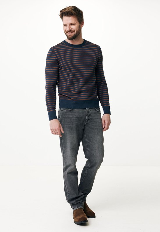 LUCAS Stripe Crew Neck Sweater Mannen - Lichtbruin - Maat XL