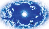 Fotobehang - Vlies Behang - Helderblauwe Lucht - Zon - Wolken - 312 x 219 cm