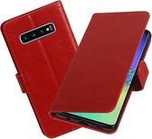 Coque Bookstyle à Motif pour Samsung Galaxy S10 Plus Rouge