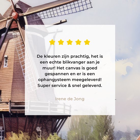 Canvas schilderij 140x90 cm - Wanddecoratie Molen - Nederland - Kunst - Landschap - Nederland - Muurdecoratie woonkamer - Slaapkamer decoratie - Kamer accessoires - Schilderijen