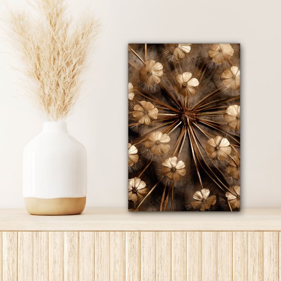 Tableau sur toile Fleurs séchées - Marron - Nature - 20x30 cm - Décoration murale