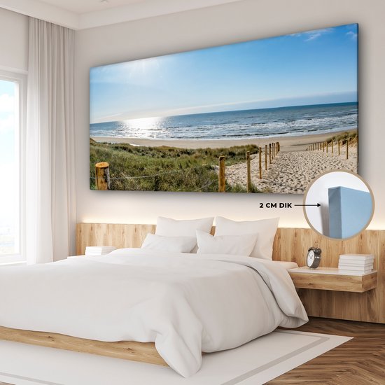 Canvas schilderij 160x80 cm - Wanddecoratie Strand - Zee - Zomer - Zand - Natuur - Muurdecoratie woonkamer - Slaapkamer decoratie - Kamer accessoires - Schilderijen