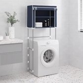 Étagère de rangement au dessus de la machine à laver The Living Store - Blauw - 71x29,5x170,5 cm - Cadre solide - Gain de place - Rideau flexible - Design Trendy