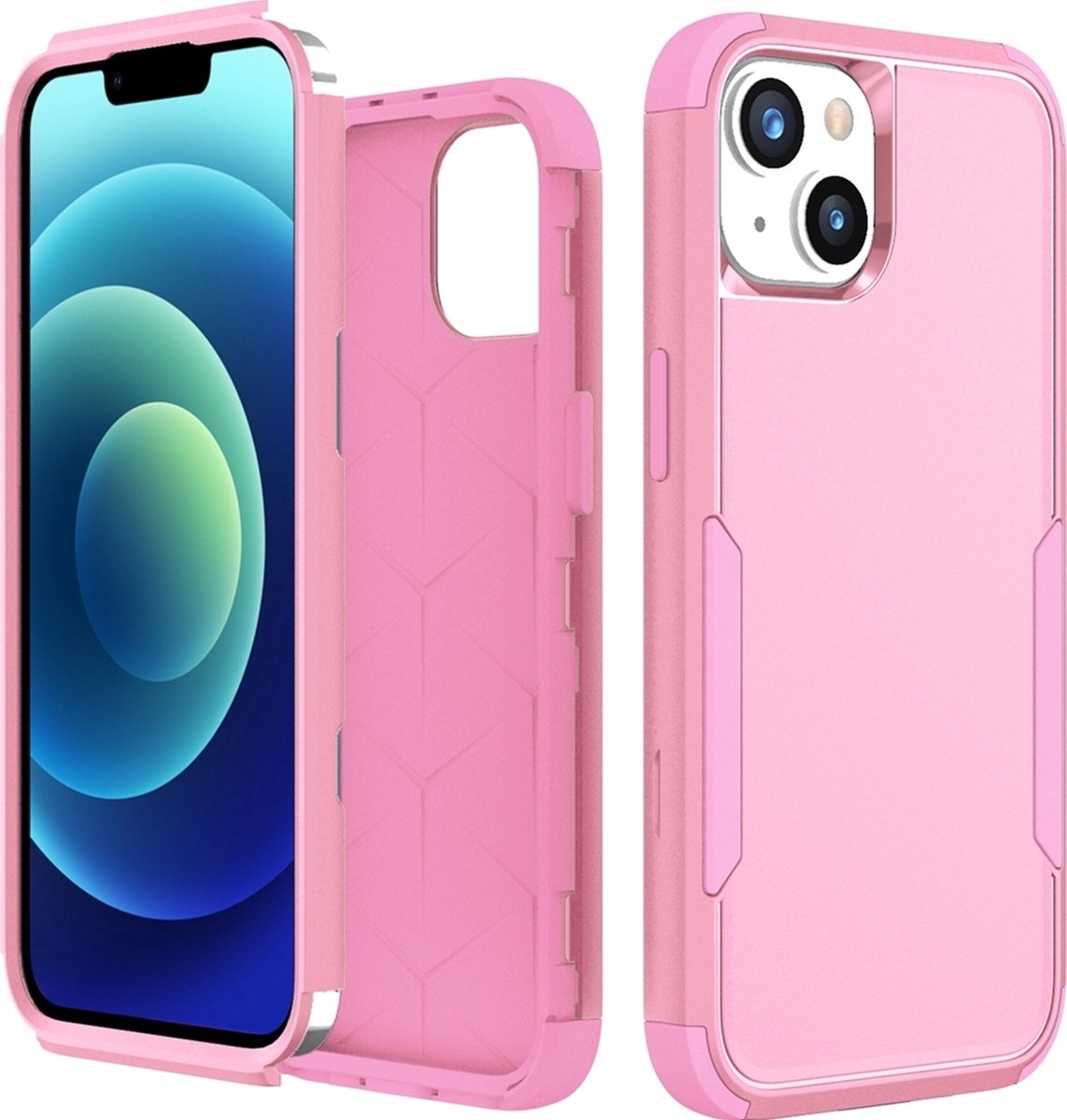 Mobigear Hoesje geschikt voor Apple iPhone 15 Telefoonhoesje Hardcase | Mobigear Ultra Tough Backcover Shockproof | Schokbestendig iPhone 15 Telefoonhoesje | Anti Shock Proof - Roze
