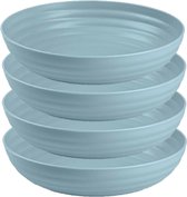 Plasticforte Bols/plats - 4x - dessert/petit déjeuner - plastique - D22 x 5,5 cm - bleu glacier