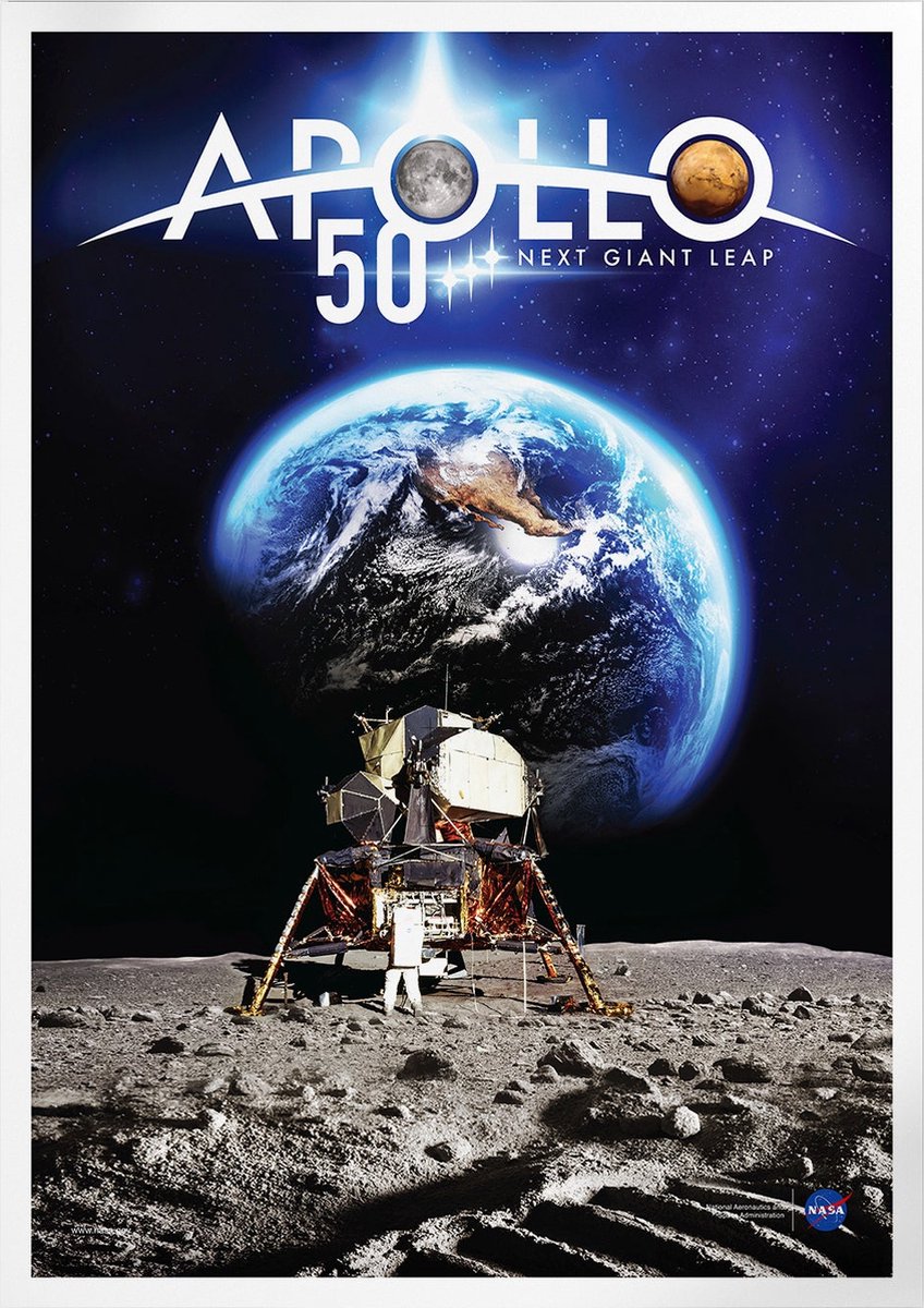 50 Years Of Apollo - The Next Giant Leap | Space, Astronomie & Ruimtevaart Poster | A3: 30x40 cm