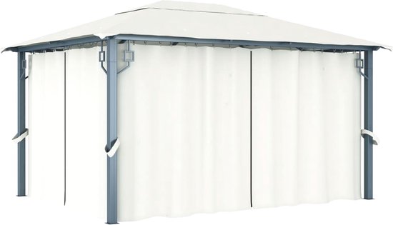 vidaXL Tonnelle avec rideau 400x300 cm Aluminium Taupe