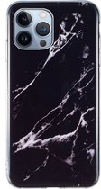 iPhone 13 MINI Hoesje - Siliconen Back Cover - Marble Print - Zwart Marmer - Provium