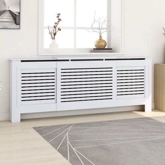 vidaXL Radiatorombouw 112x19x81 cm MDF zwart