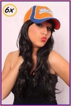 6x Baseball cap oranje/blauw Netherlands one size