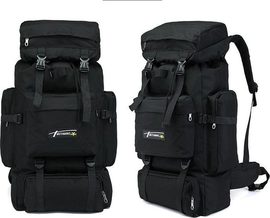Backpack zwart 35L 70 x 35 x 15 cm - Rugtas reizen groot met veel vakken bol.com