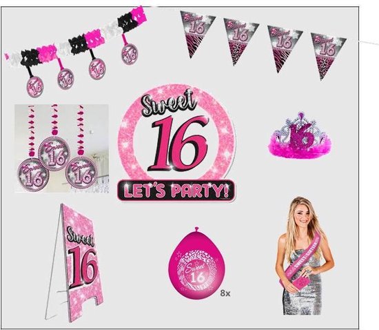 8 delig pakket verjaardag 16 jaar sweet sixteen | bol.com