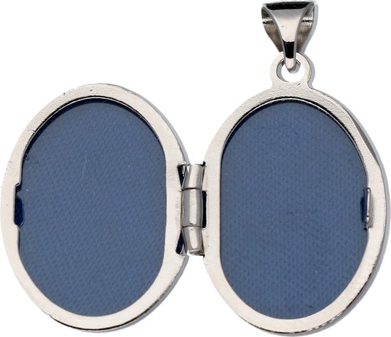 Médaillon Silver Lining - argent - 19 x 14 mm - ovale - travaillé - plaqué rhodium