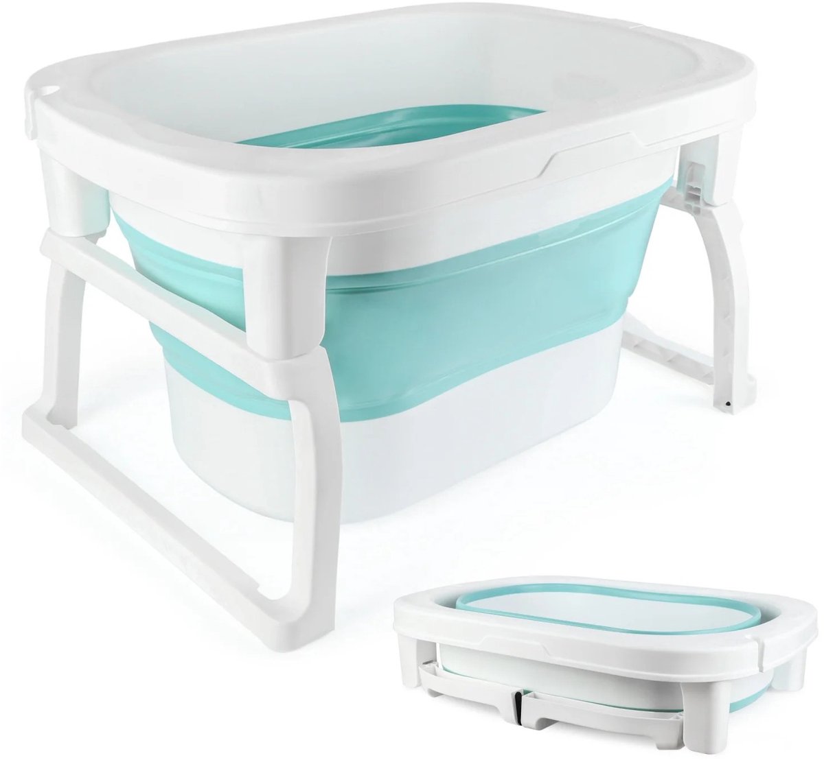 Solidchoice - Dailygoods Babybadje voor 0-24 maanden, opvouwbare babybadje met een kleine krukje, draagbaar babybadje voor pasgeborene