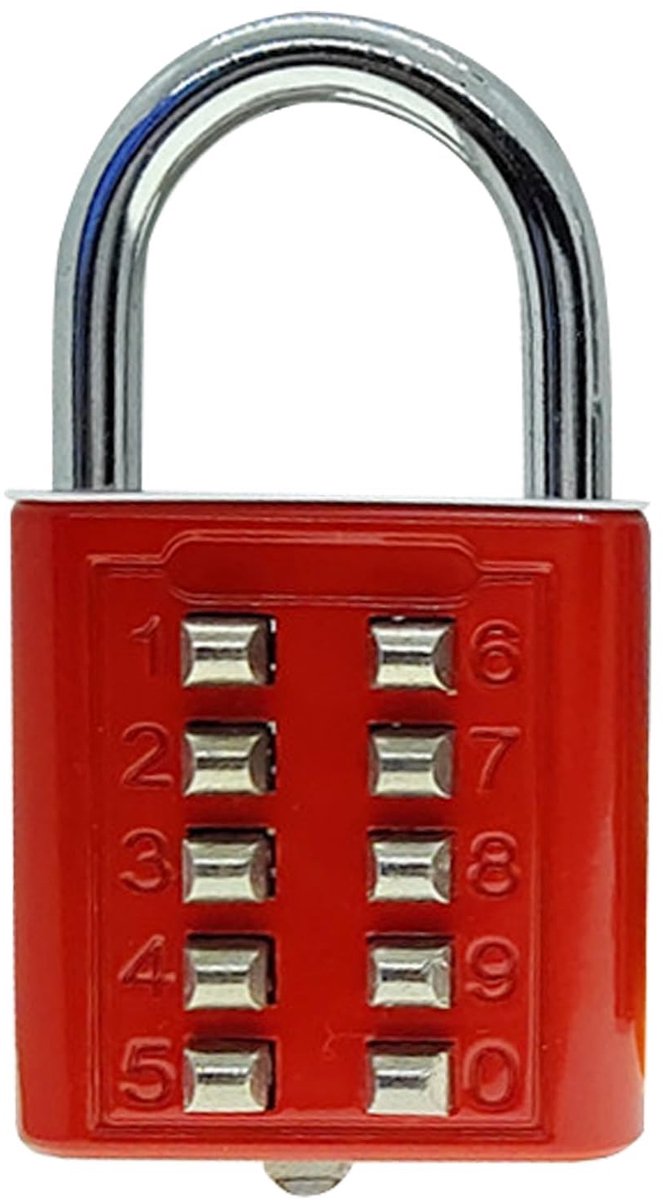 Dailygoods- Hangslot 10-cijferige Drukknopcombinatie - Zinklegering - Duurzaam - Lichtgewicht - Voor Trolleykoffer/Archiefkast - Afmetingen 74 x 39 x 11 mm - Combinatieslot