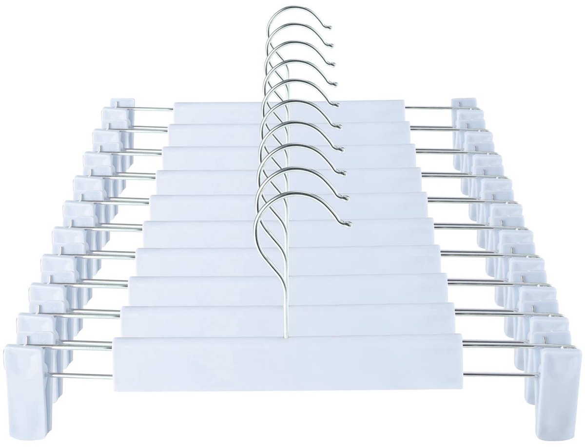 Dailygoods- Broekhangers Ruimtebesparend - 10 Stuks - Verstelbare Clips - Kledinghangers met Draaibare Haken - Kunststof/Metaal - Blauw