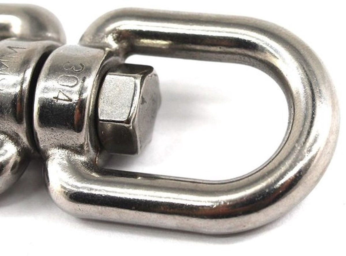 Dailygoods- Ooghaak Dubbele 360 Graden Draaibare Beugel - M8 - Roestvrij Staal - 2 Stuks - Zilver - Antiroest en Corrosiebestendig - Haak