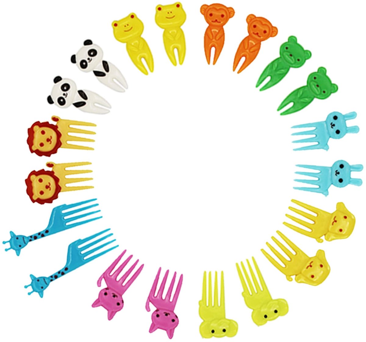 Dailygoods- Bento Vorken 20 Stuks - Schattige Mini-Spiesen - Tandenstokers - Eetstokjes - Voedsel Picks - Veilig ABS-Materiaal - Fruitvorken
