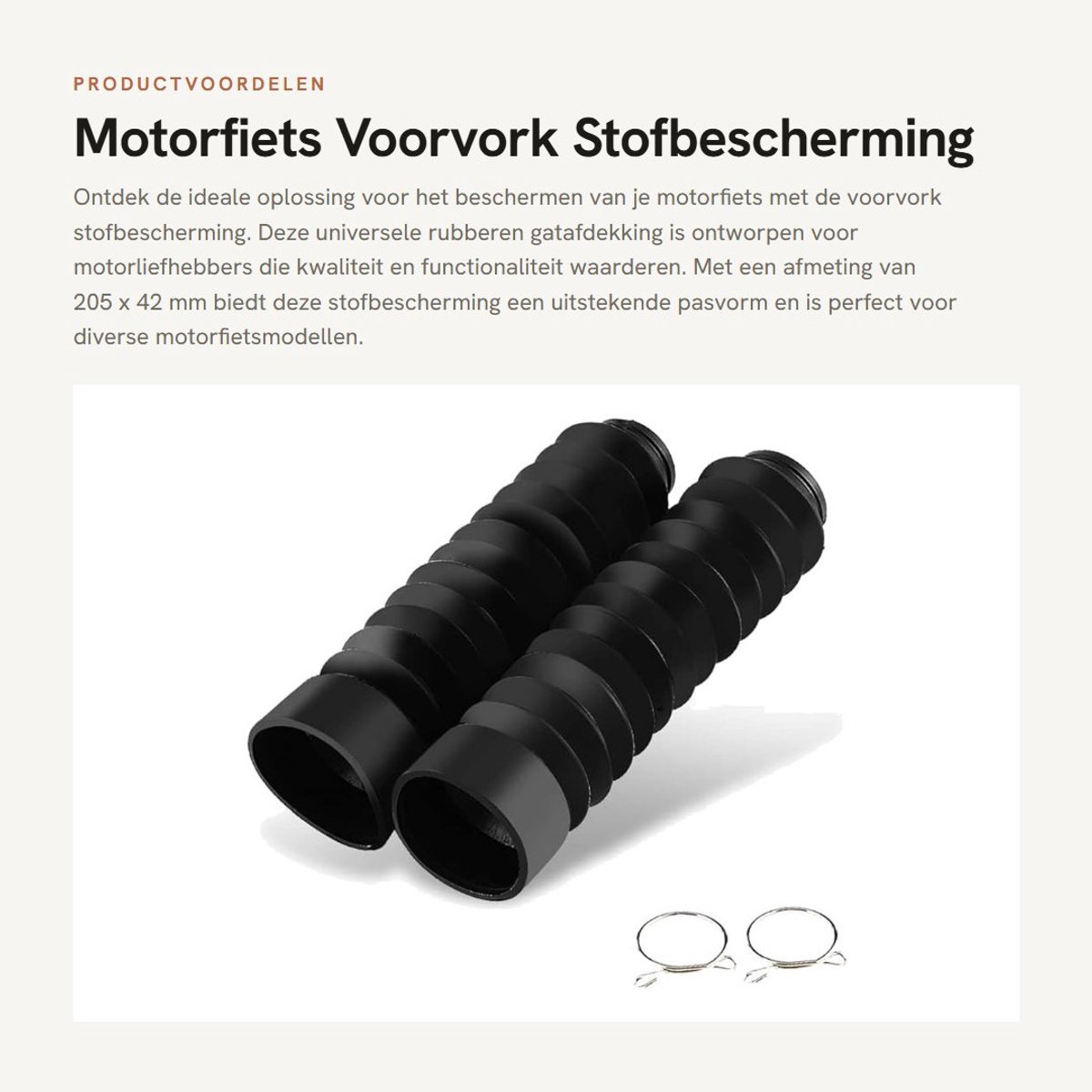 Dailygoods- Voorvorkbescherming Schokbestendig - Rubber Vorklaarzen - Universele Gatafdekking - 2 Stuks - 205 x 42 mm - Duurzaam en Praktisch Design - Vorkhoezen