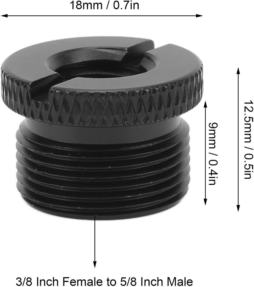 Dailygoods - Schroeven Draadadapter - Microfoonstandaard Adapter - Zwart - 3/8 Inch naar 5/8 Inch - Universele Compatibiliteit - Geschikt voor Microfoons