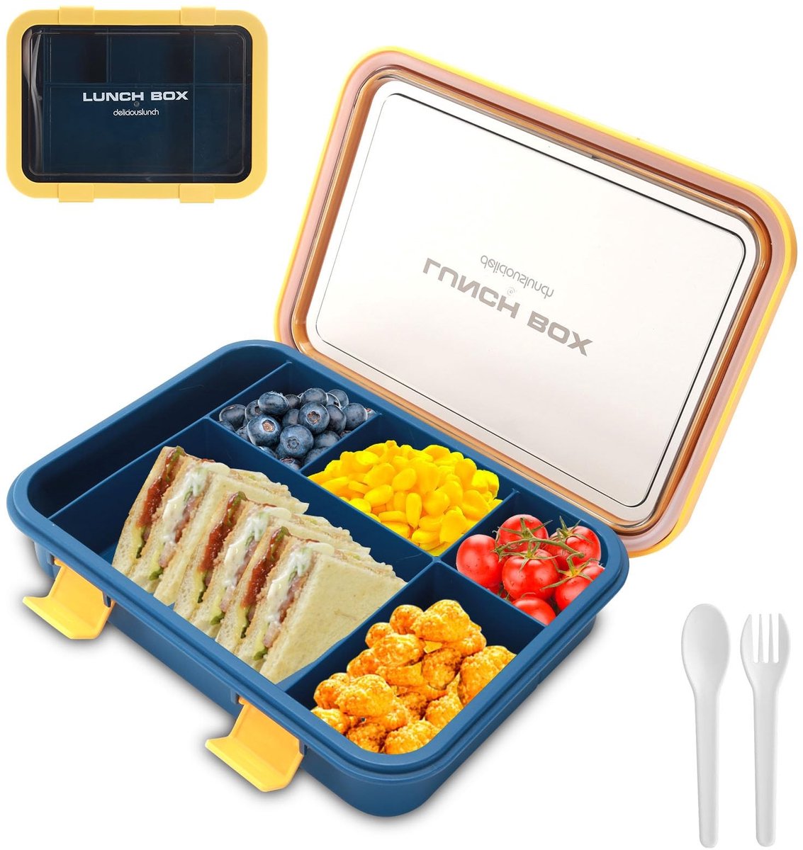 Dailygoods- Lunchbox 1500ml Grote Capaciteit - Bentobox - 6 Compartimenten - Lekvrij - Herbruikbaar - BPA-Vrij PP Materiaal - Bento Box