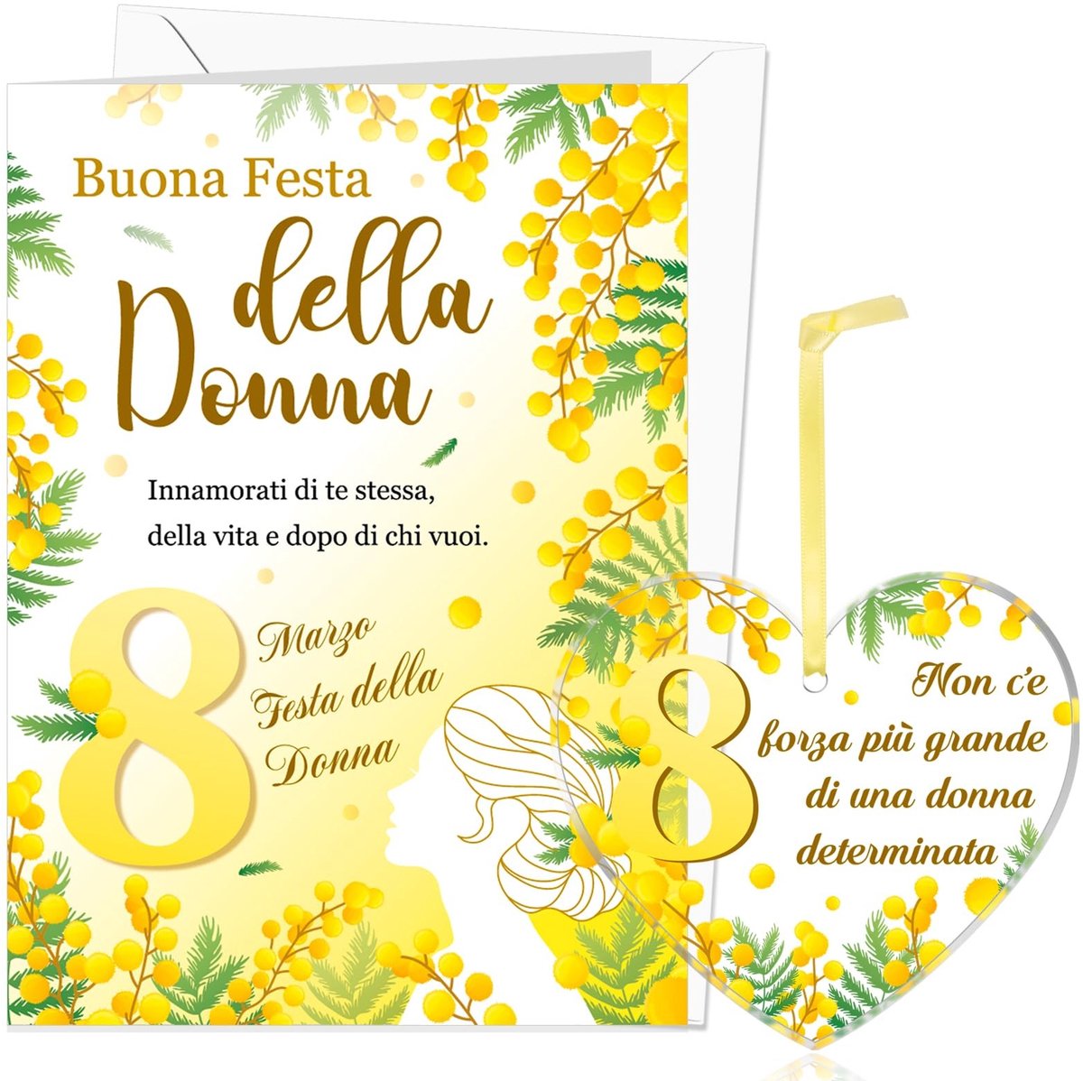 Dailygoods- Wenskaarten Set Vrouwendag - Wenskaarten Met Envelop - Wenskaarten Blanco - Acryl Ornamenten - Felicitatiekaarten - Cadeau Voor Vrouwendag 8 Maart